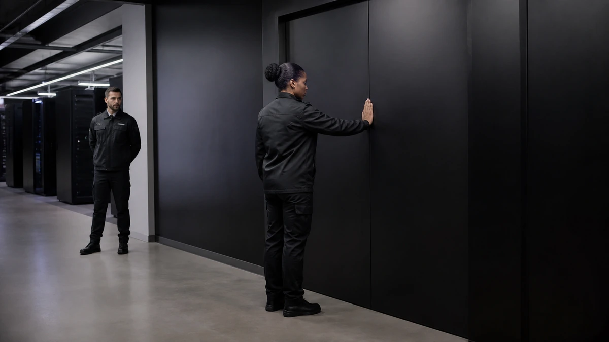 Contrôle d une porte sécurisée à l entrée d un datacenter.